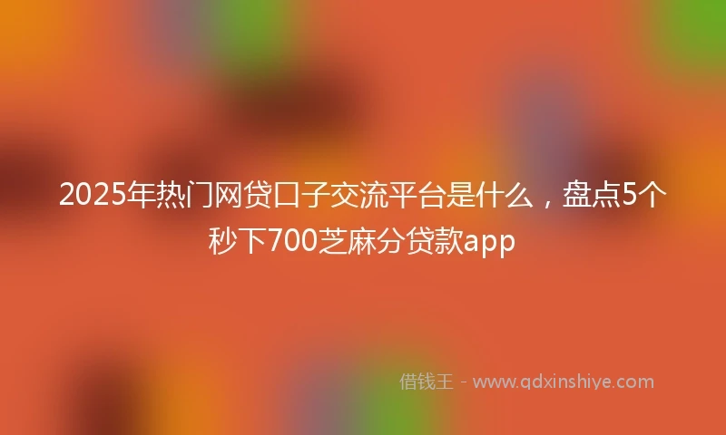 2025年热门网贷口子交流平台是什么，盘点5个秒下700芝麻分贷款app