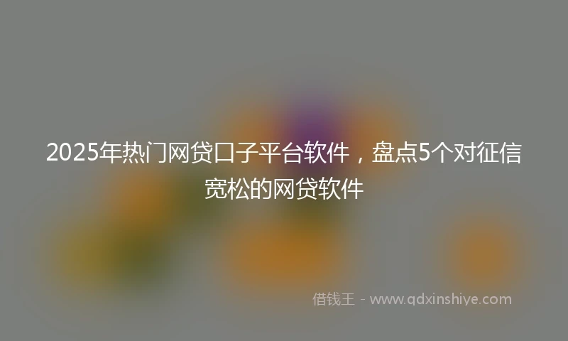 2025年热门网贷口子平台软件，盘点5个对征信宽松的网贷软件