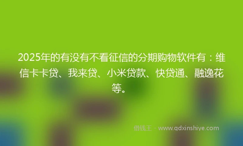 2025年的有没有不看征信的分期购物软件有：维信卡卡贷、我来贷、小米贷款、快贷通、融逸花等。
