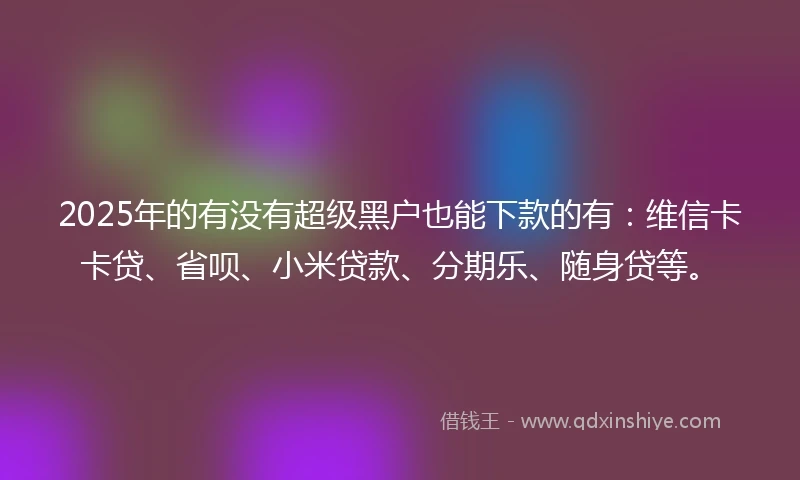 2025年的有没有超级黑户也能下款的有：维信卡卡贷、省呗、小米贷款、分期乐、随身贷等。