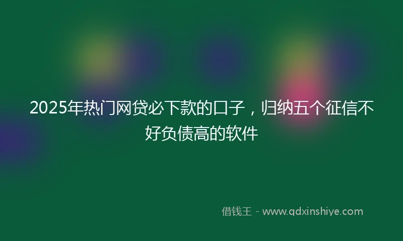 2025年热门网贷必下款的口子，归纳五个征信不好负债高的软件