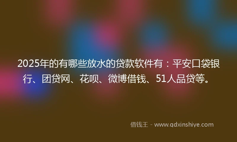2025年的有哪些放水的贷款软件有：平安口袋银行、团贷网、花呗、微博借钱、51人品贷等。