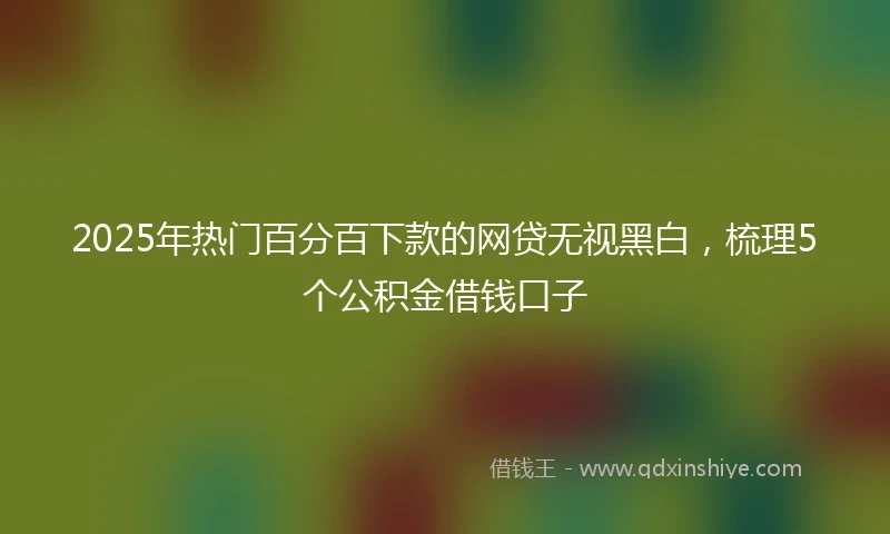 2025年热门百分百下款的网贷无视黑白，梳理5个公积金借钱口子