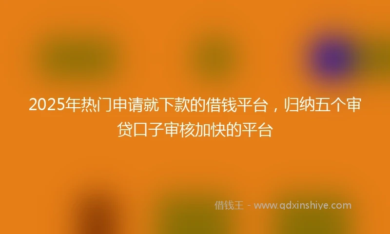 2025年热门申请就下款的借钱平台，归纳五个审贷口子审核加快的平台