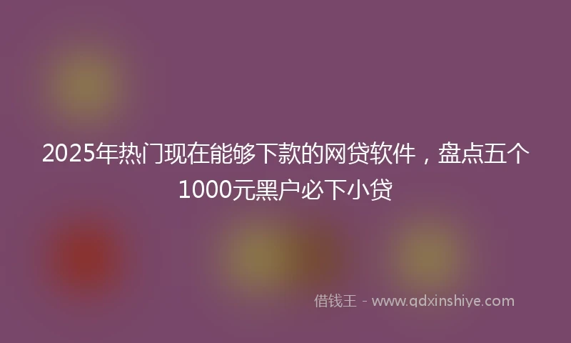 2025年热门现在能够下款的网贷软件，盘点五个1000元黑户必下小贷
