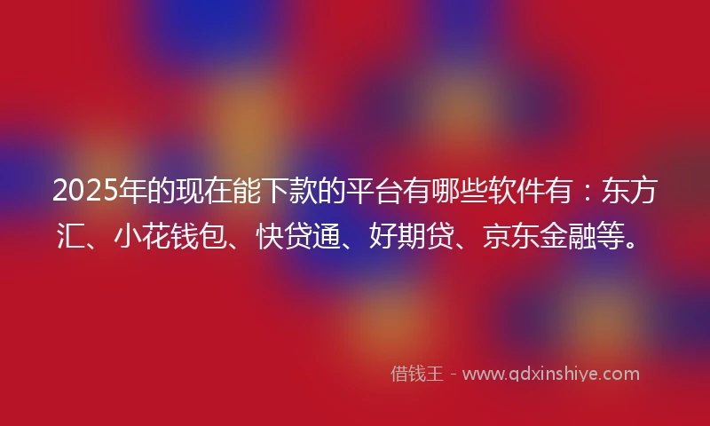 2025年的现在能下款的平台有哪些软件有：东方汇、小花钱包、快贷通、好期贷、京东金融等。