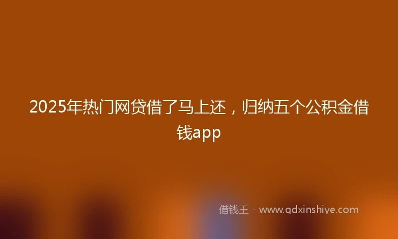2025年热门网贷借了马上还，归纳五个公积金借钱app