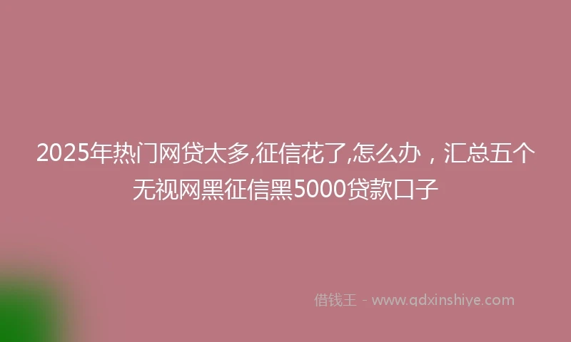 2025年热门网贷太多,征信花了,怎么办，汇总五个无视网黑征信黑5000贷款口子