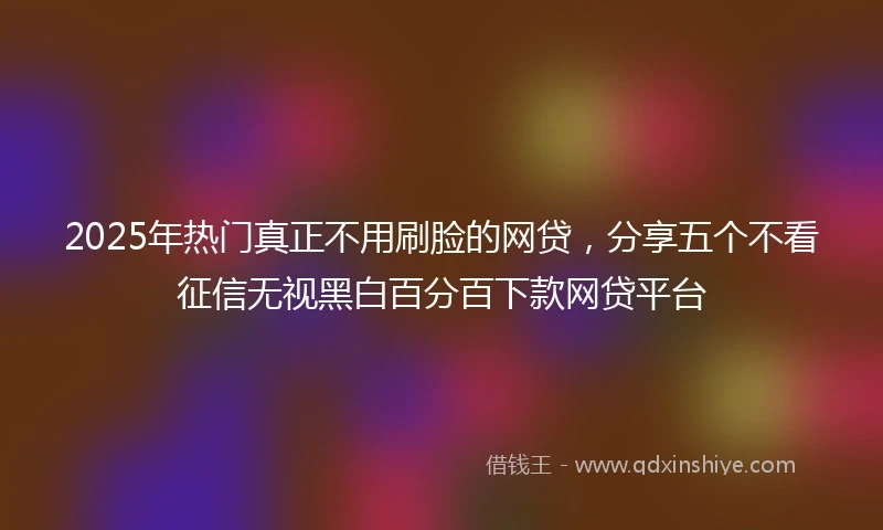 2025年热门真正不用刷脸的网贷，分享五个不看征信无视黑白百分百下款网贷平台