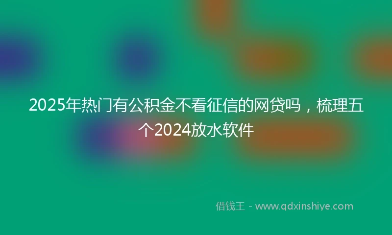 2025年热门有公积金不看征信的网贷吗，梳理五个2024放水软件