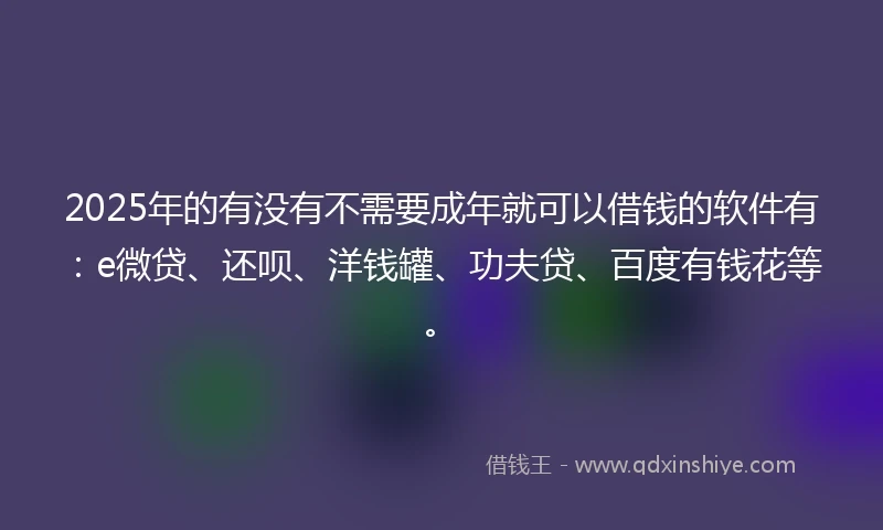 2025年的有没有不需要成年就可以借钱的软件有:e微贷、还呗、洋钱罐、功夫贷、百度有钱花等。