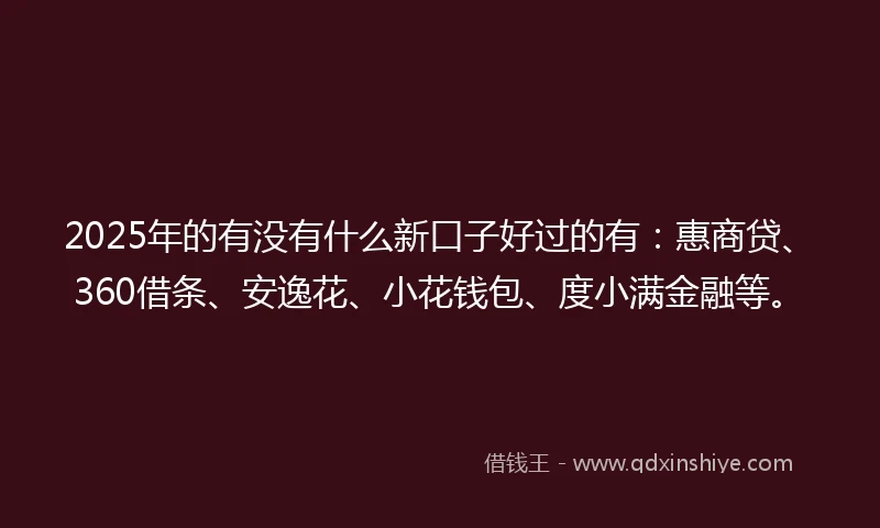 2025年的有没有什么新口子好过的有：惠商贷、360借条、安逸花、小花钱包、度小满金融等。