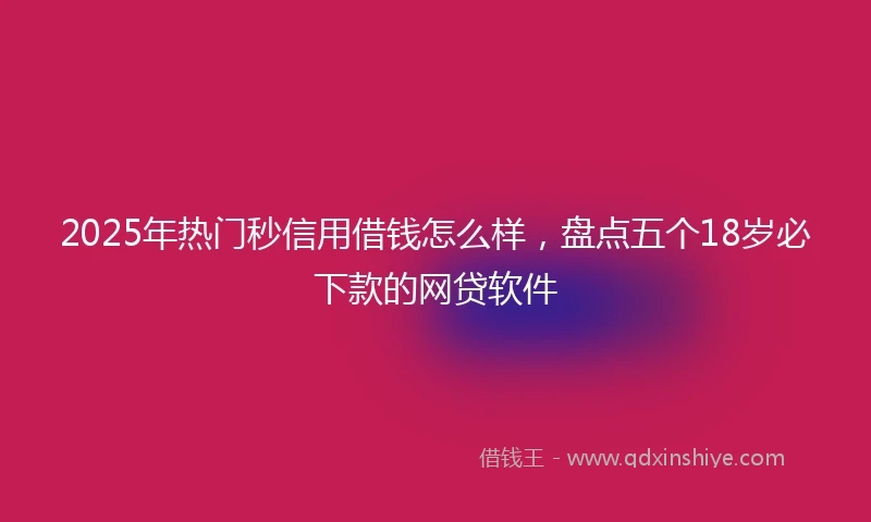2025年热门秒信用借钱怎么样，盘点五个18岁必下款的网贷软件