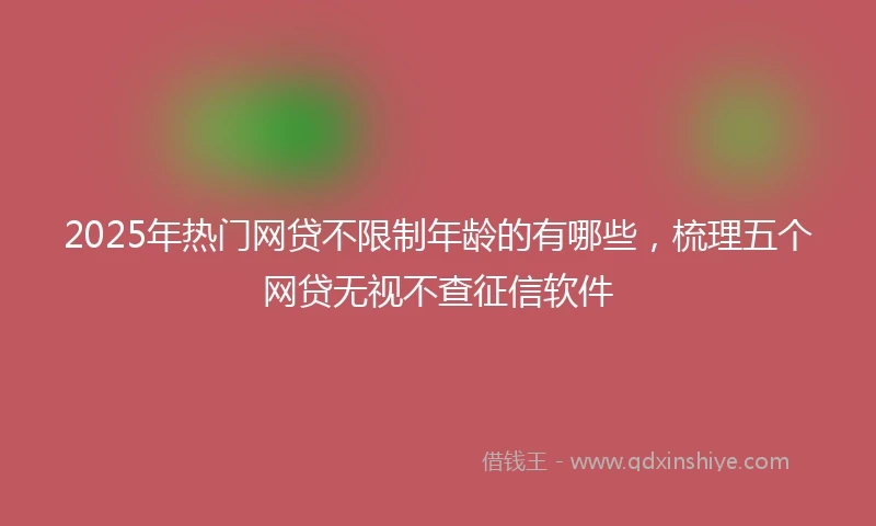 2025年热门网贷不限制年龄的有哪些，梳理五个网贷无视不查征信软件