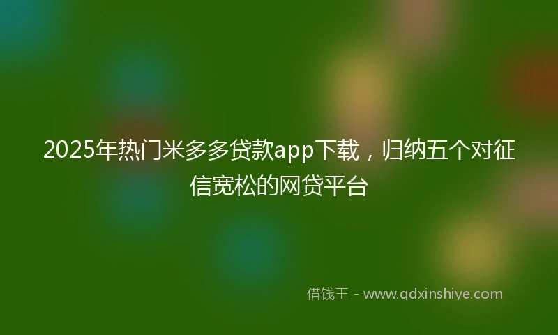 2025年热门米多多贷款app下载，归纳五个对征信宽松的网贷平台