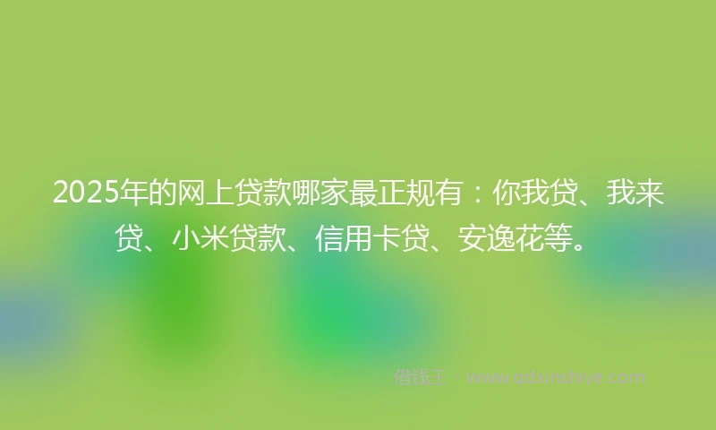 2025年的网上贷款哪家最正规有：你我贷、我来贷、小米贷款、信用卡贷、安逸花等。