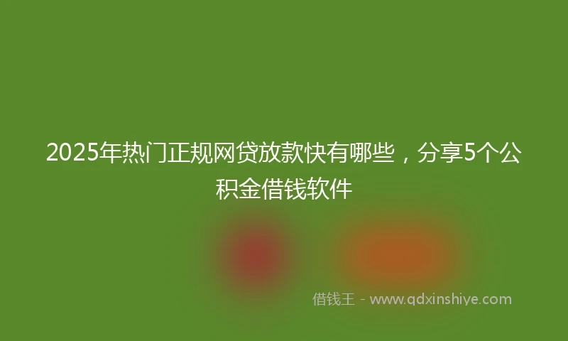 2025年热门正规网贷放款快有哪些，分享5个公积金借钱软件