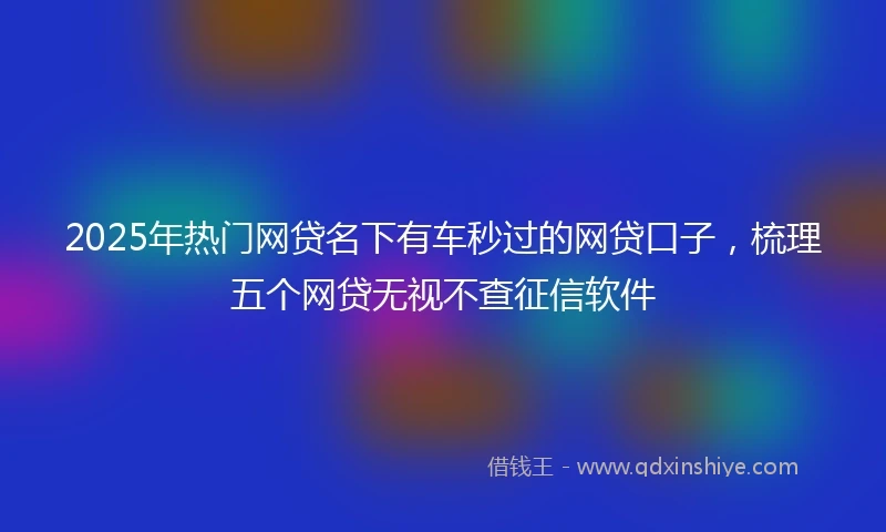 2025年热门网贷名下有车秒过的网贷口子，梳理五个网贷无视不查征信软件