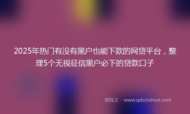 2025年热门有没有黑户也能下款的网贷平台，整理5个无视征信黑户必下的贷款口子