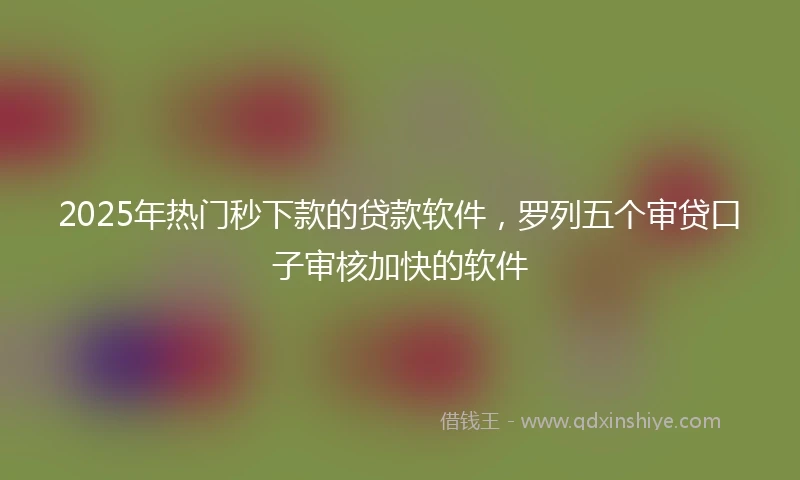 2025年热门秒下款的贷款软件，罗列五个审贷口子审核加快的软件