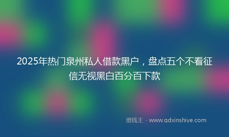 2025年热门泉州私人借款黑户，盘点五个不看征信无视黑白百分百下款