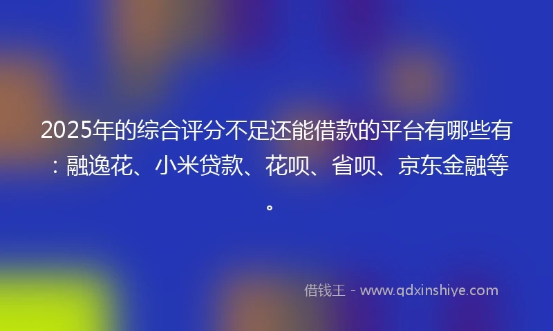 2025年的综合评分不足还能借款的平台有哪些有：融逸花、小米贷款、花呗、省呗、京东金融等。