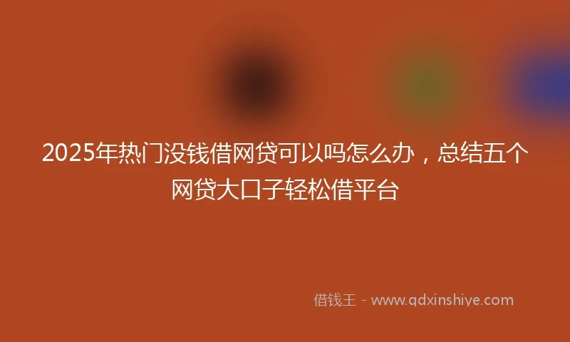 2025年热门没钱借网贷可以吗怎么办，总结五个网贷大口子轻松借平台