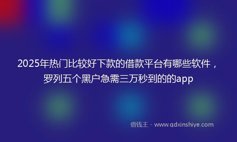 2025年热门比较好下款的借款平台有哪些软件，罗列五个黑户急需三万秒到的的app
