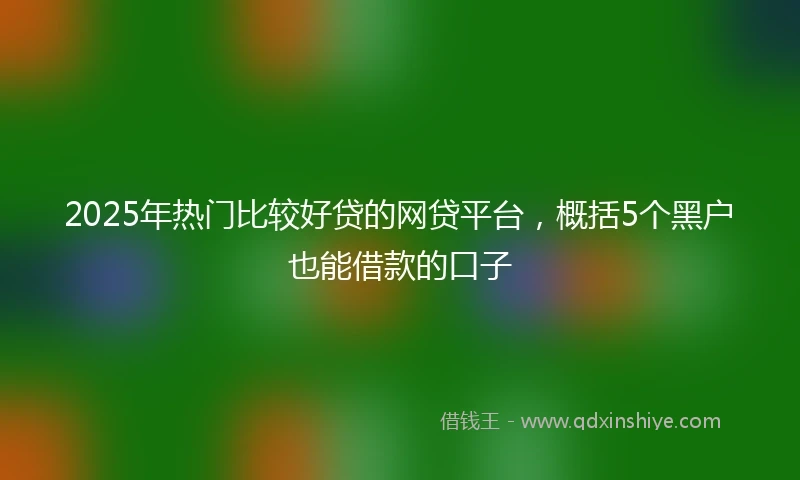 2025年热门比较好贷的网贷平台，概括5个黑户也能借款的口子