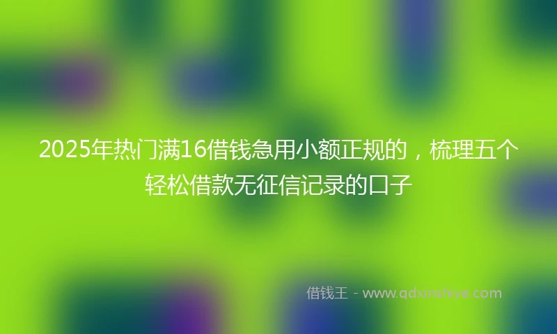 2025年热门满16借钱急用小额正规的，梳理五个轻松借款无征信记录的口子