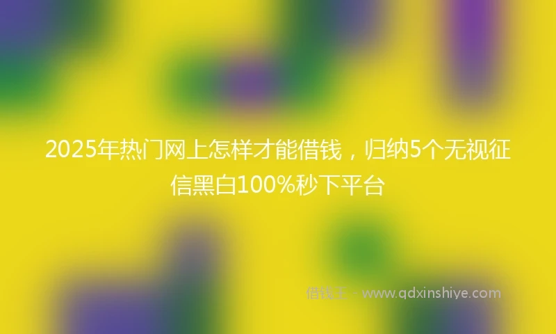 2025年热门网上怎样才能借钱，归纳5个无视征信黑白100%秒下平台
