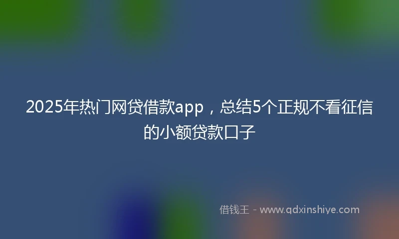 2025年热门网贷借款app，总结5个正规不看征信的小额贷款口子