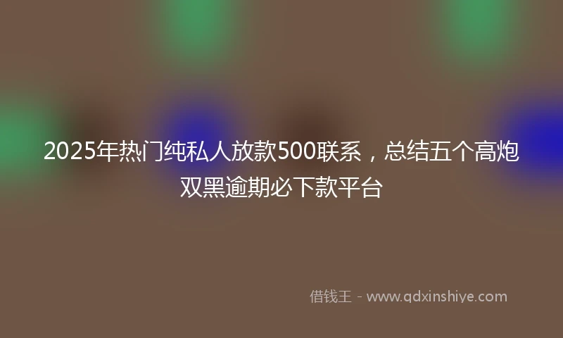 2025年热门纯私人放款500联系，总结五个高炮双黑逾期必下款平台