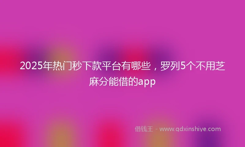 2025年热门秒下款平台有哪些，罗列5个不用芝麻分能借的app
