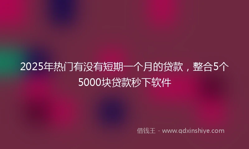 2025年热门有没有短期一个月的贷款，整合5个5000块贷款秒下软件