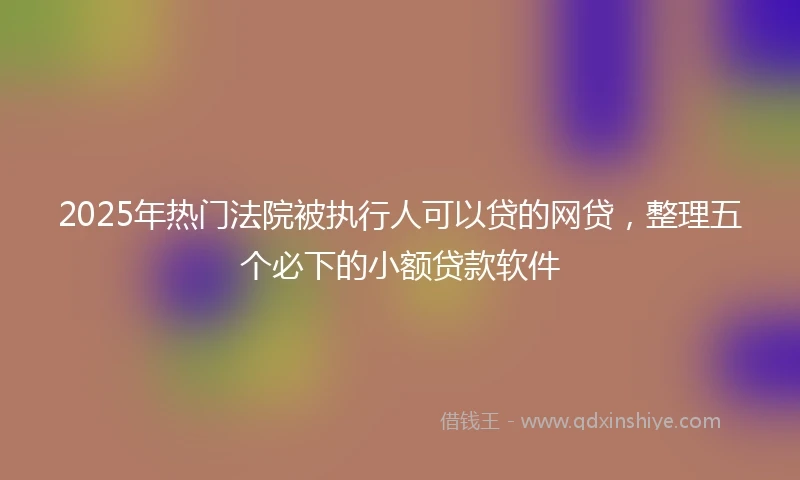2025年热门法院被执行人可以贷的网贷，整理五个必下的小额贷款软件