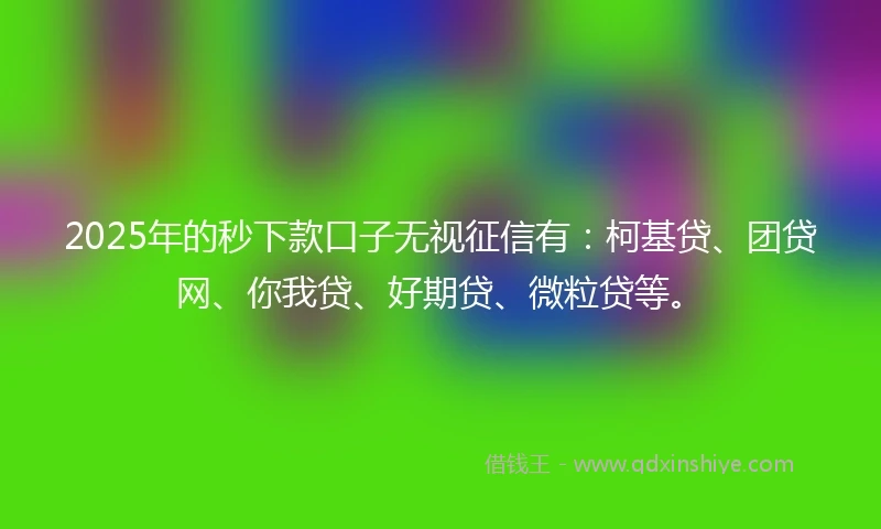2025年的秒下款口子无视征信有：柯基贷、团贷网、你我贷、好期贷、微粒贷等。