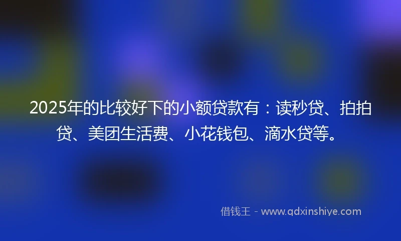 2025年的比较好下的小额贷款有：读秒贷、拍拍贷、美团生活费、小花钱包、滴水贷等。