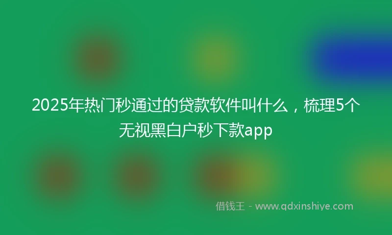 2025年热门秒通过的贷款软件叫什么，梳理5个无视黑白户秒下款app