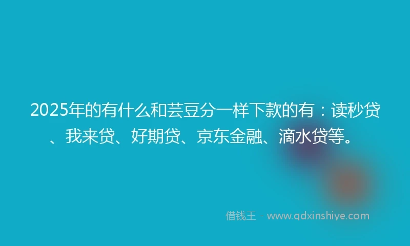 2025年的有什么和芸豆分一样下款的有：读秒贷、我来贷、好期贷、京东金融、滴水贷等。