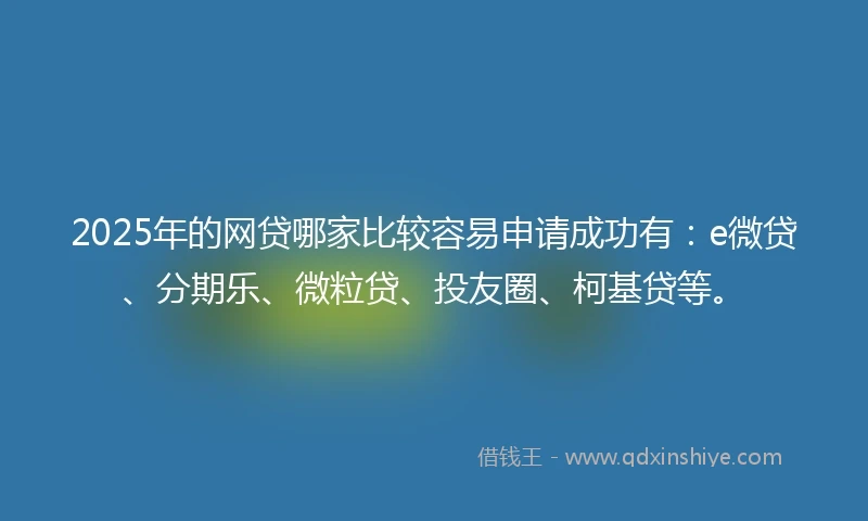 2025年的网贷哪家比较容易申请成功有：e微贷、分期乐、微粒贷、投友圈、柯基贷等。