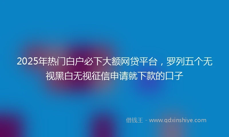 2025年热门白户必下大额网贷平台，罗列五个无视黑白无视征信申请就下款的口子