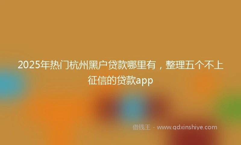2025年热门杭州黑户贷款哪里有，整理五个不上征信的贷款app