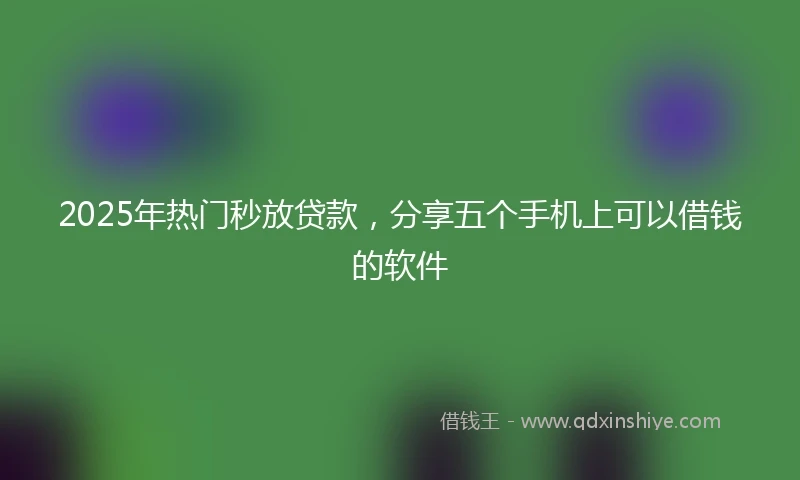 2025年热门秒放贷款，分享五个手机上可以借钱的软件
