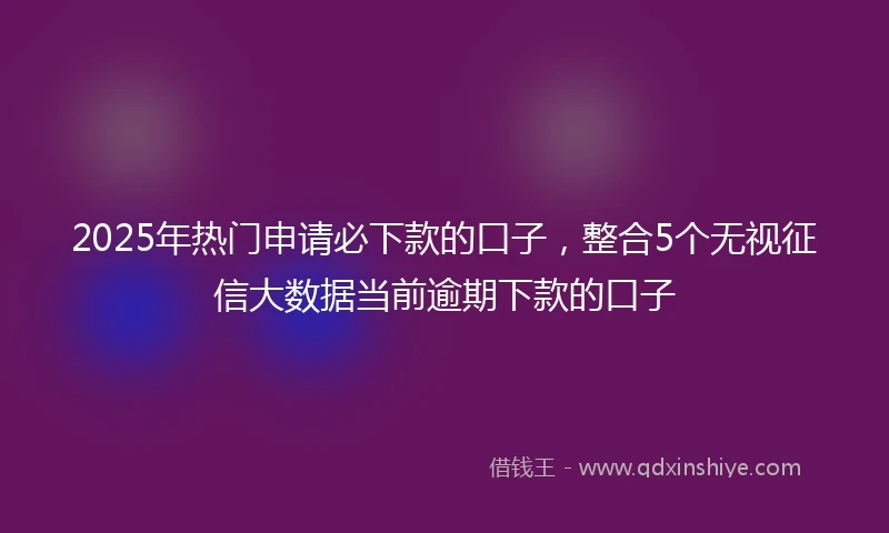 2025年热门申请必下款的口子，整合5个无视征信大数据当前逾期下款的口子