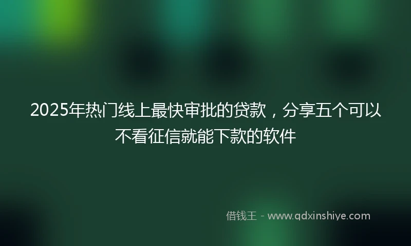 2025年热门线上最快审批的贷款，分享五个可以不看征信就能下款的软件