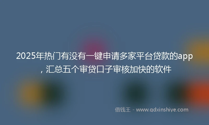 2025年热门有没有一键申请多家平台贷款的app，汇总五个审贷口子审核加快的软件