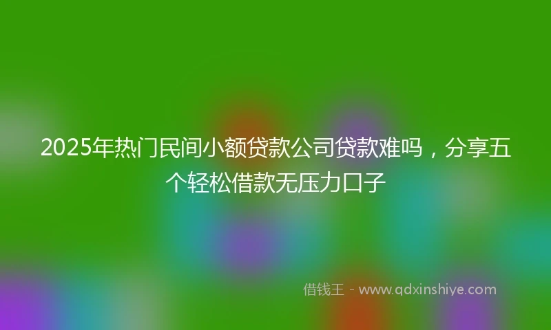 2025年热门民间小额贷款公司贷款难吗，分享五个轻松借款无压力口子