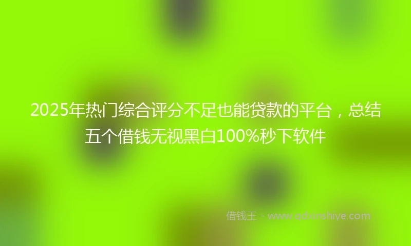 2025年热门综合评分不足也能贷款的平台，总结五个借钱无视黑白100%秒下软件