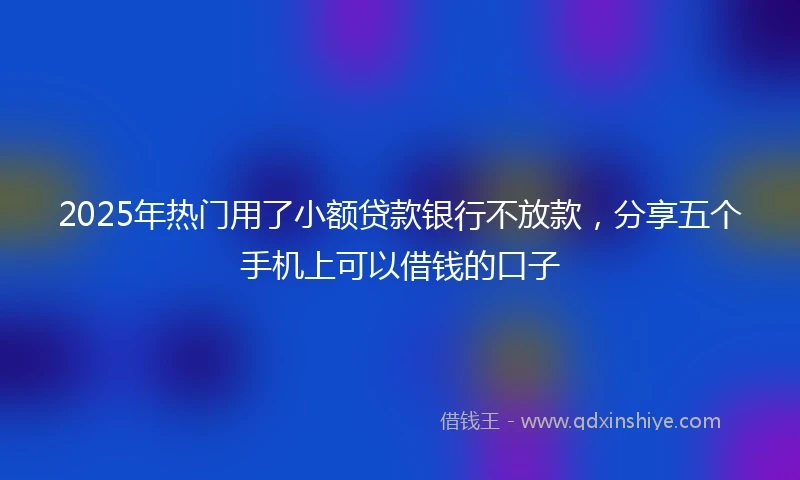 2025年热门用了小额贷款银行不放款，分享五个手机上可以借钱的口子
